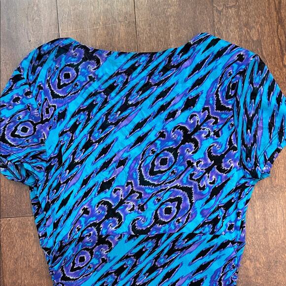 Vintage 90s Mesh INC Women's Vibrant Blue and Purple Blouse, Size Medium - Picture 10 of 14